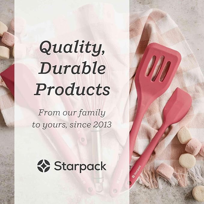 Starpack 'Flip & Whip' Premium Silicone Baking Utensils Set (5 Pcs) - Cooking Utensils with Heat Resistant to 600°F - Large & Small Spatulas, Whisk & Basting - Brush Baking Tool Set