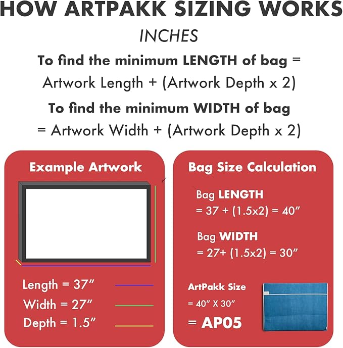 Art Bags (AP04-36 1/2" x 36 1/2") - Strong • Shock-Absorbent • Reusable • Non-Toxic • Waterproof • Acid-Free Lining - Long-Term Art Storage + Shipping + Protection Solution (Color May Vary)