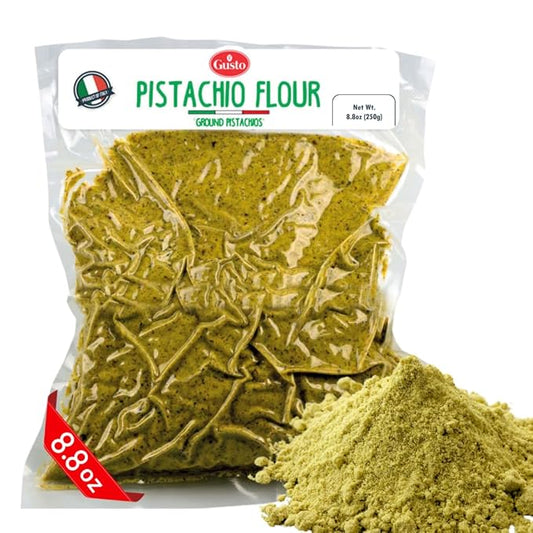 Pistachio Flour, 8.8 oz (250 g), Fine Chopped Pistachio Flour, Ground Pistachios, Pistachio Powder, Gluten Free Flour, High Protein, Non Gmo, Italy by Gusto ETNA