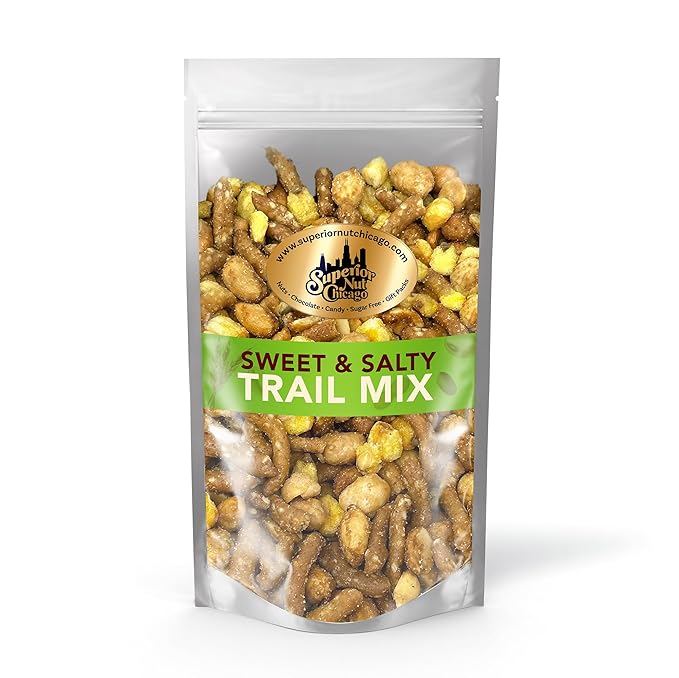 Superior Nut Chicago Sweet & Salty Trail Mix - Sweet Honey Roasted Snack - Butter Toffee & Honey Roasted Peanuts, Honey Sesame Sticks & Toasted Corn - 5g Protein - Resealable Bag (1lb 12oz)