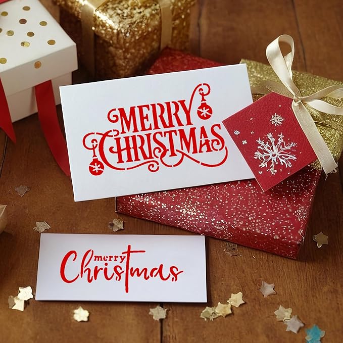 Christmas Stencils for Card Making 4” Reusable Christmas Stencil Xmas Holiday Stencils for Painting on Wood Crafts