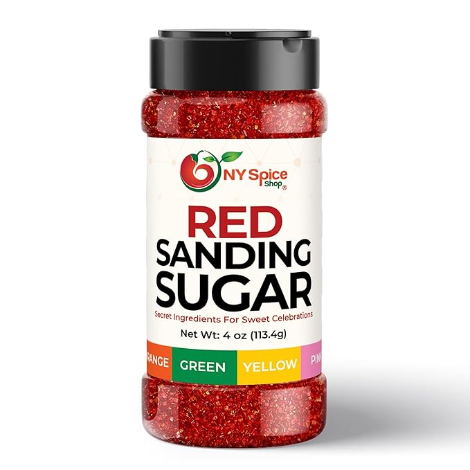 NY Spice Shop Christmas Red Sanding Sugar - 3 Ounce Edible Holiday Sprinkles for Cake Decorating, Cupcakes and Cookies - Festive Baking Decorations for Christmas Desserts, Candy Dishes and Gift Treats