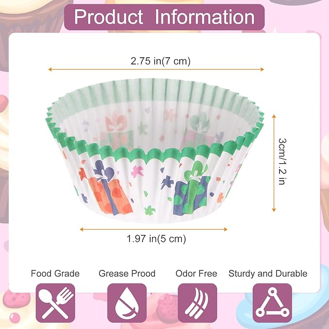 HARFINGTON 100 Count Cupcake Liners Cupcake Cups Standard Size Muffins Liners Papers Baking Cups Wrappers Greaseproof for Party Wedding, Gift Box