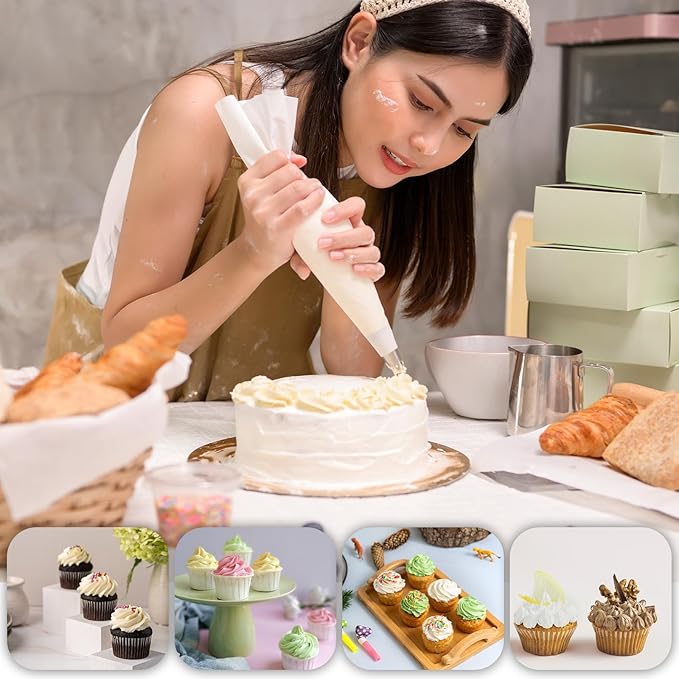4 Pcs Stainless Steel Frosting Tips, Professional Cake Decorating Tips-Set, Large Piping Tips Set, DIY Icing Nozzle Tool for Cupcakes, Cakes, Cookies, Pastry Decorating Kit