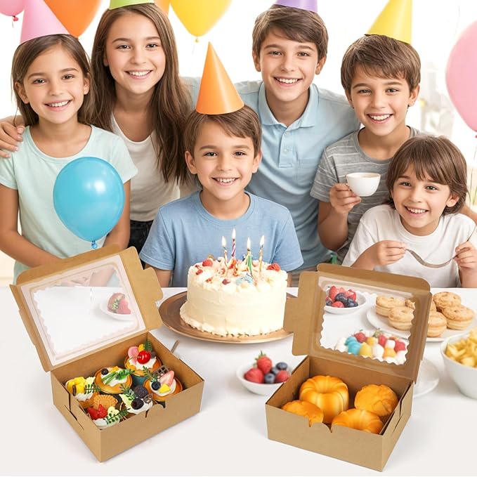 Cupcake Boxes,Cookie Boxes with Window,Bakery Box,Kraft Paper Brown Gift Box for Pastries,Cookies,Cake,Donuts,Macaroon Gift Box,candy special food box,boxes for baked goods