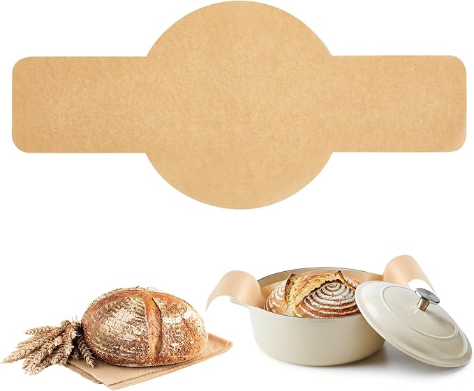 Marspark 100 Pcs Bread Sling Sourdough Bread Sling - Dutch Oven Liner, Pre-Cut Parchment Baking Supplies for Easy Dough Transfer(Round)