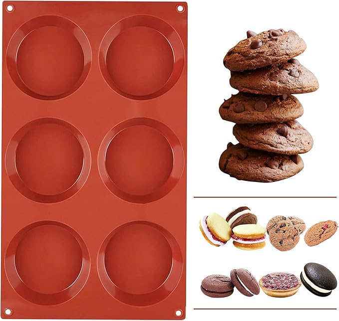 Silicone Egg Mold Muffin Top Pans, 3 Inch Non-stick Whoopie Pie Baking Pan Round Tray Sandwich Molds for Mini Cakes Biscuits Bread Buns English Muffins Breakfast Sandwiches