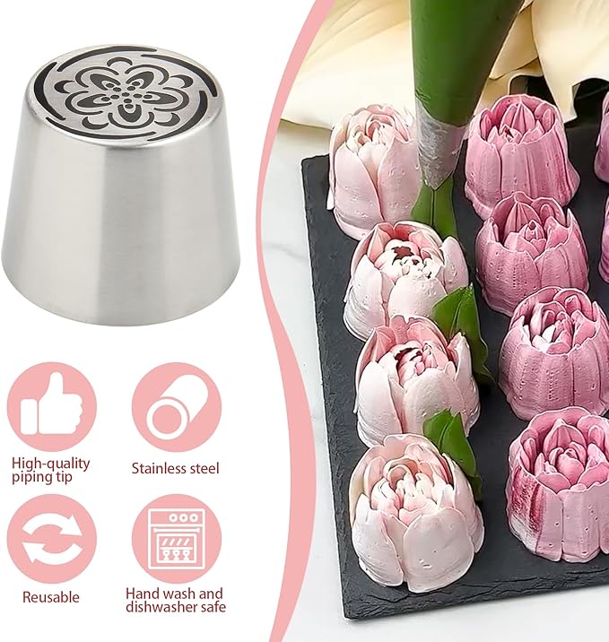 Extra Large Russian Piping Tips for Marshmallows Stainless Steel Flower Frosting Nozzles many styles Cake Decorating Baking tool for Buttercream, Cupcakes Cookies(SL83)