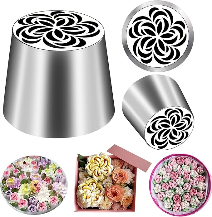 FANTEXY Extra Large Russian Piping Tip – Food Grade Stainless Steel Flower Frosting Nozzles for Cake Decorating, Baking Supplies, Buttercream Flowers, Pastries,Dishwasher Safe SL64