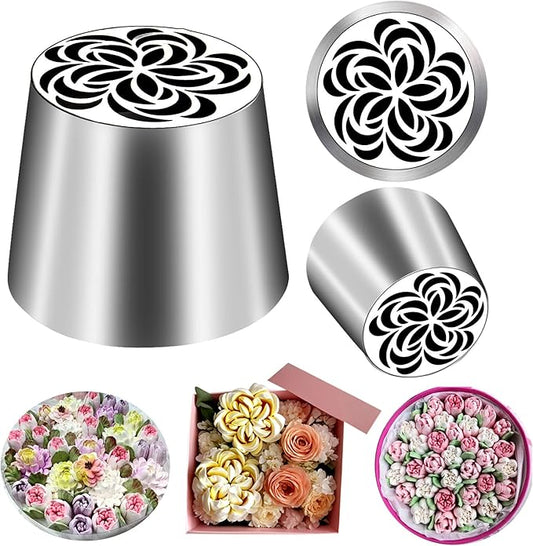 FANTEXY Extra Large Russian Piping Tip – Food Grade Stainless Steel Flower Frosting Nozzles for Cake Decorating, Baking Supplies, Buttercream Flowers, Pastries,Dishwasher Safe SL64