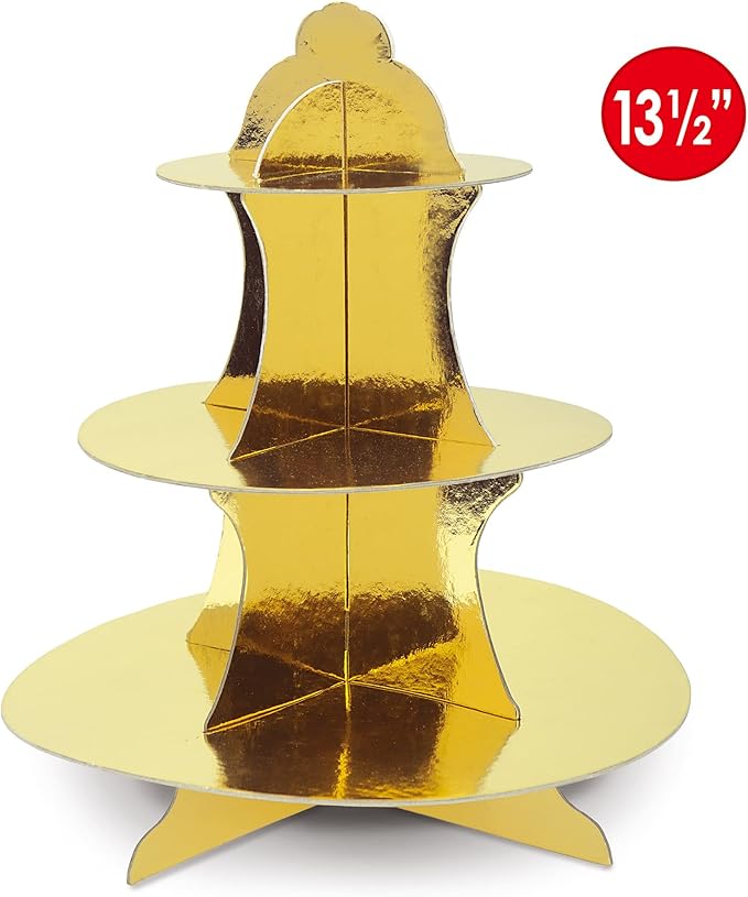 Beistle Metallic Cupcake Stands, 13.5", Gold, 2 Piece Pack