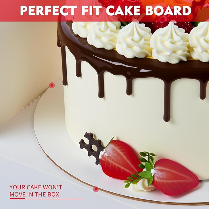 3 Pack Cake Boxes, 10x10x5 Inches Cake Boxes with Boards, White Square Bakery Boxes with Window, Disposable Cake Containers with Lids for Pastry Pie Cookies Chocolates Wedding Birthday Party