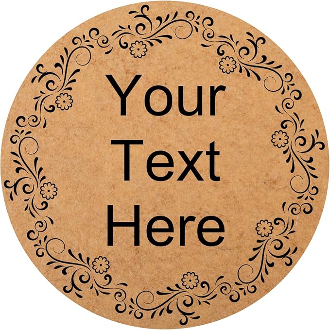 150,200Pcs Kraft Custom Sticker Labels Round Customized Labels Wreath Designs Personalized Stickers for Food Jars Gift Essential Oil Bottles Storage Bins(Kraft Paper 12)