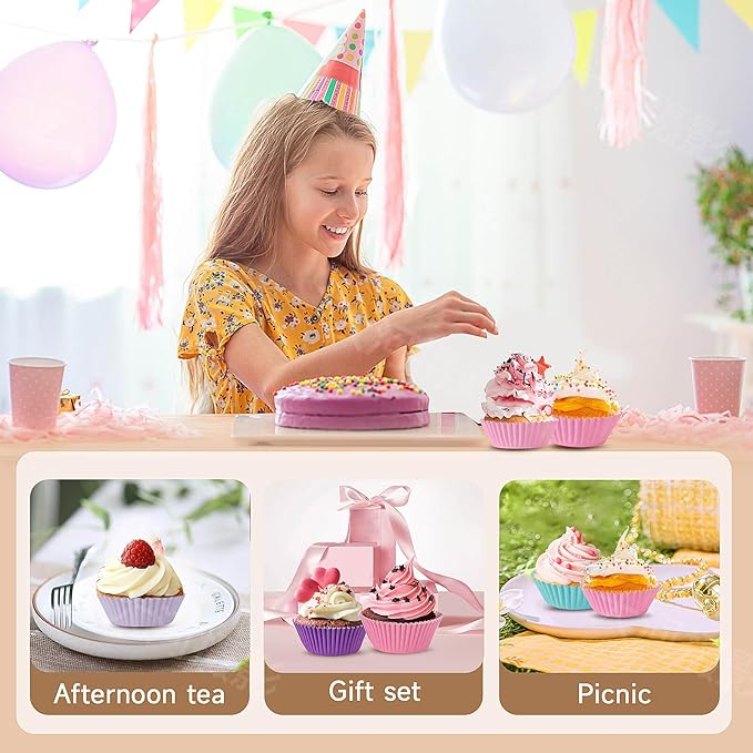 Mini Cupcake Liners Muffin Wrappers Rainbow Bright Baking Cups Paper, 400 Pack
