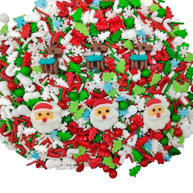 Homankit Christmas Sprinkles for Cake Decorating Edible Reindeer Santa Claus Sprinkle Mix Cake Cupcake Toppers Cookie Dessert Decorations 3.53 Ounces