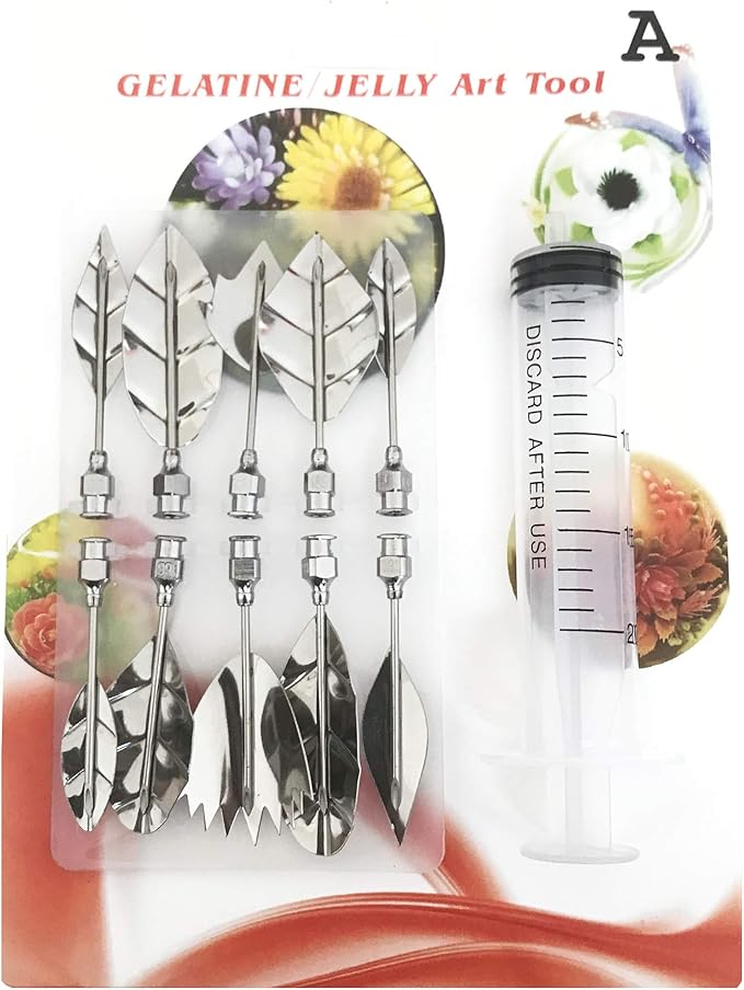 Woohome Art Cake Tools, 3D Gelatin Jelly Tools Includes 60 PCS Gelatin Tools and Making Pudding Pastry Nozzles for Cake Decoration, Jelly Cake making, (Style: ABCDEF)