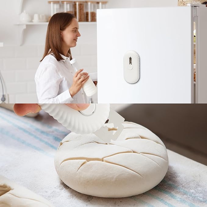 UFO Non-Slip Bread Lame - Professional Dough Scoring Tool with 5 Razor Blades,Sourdough Scorer Kit for Artisan Bread Baking,Including User Manual (Ripple White)