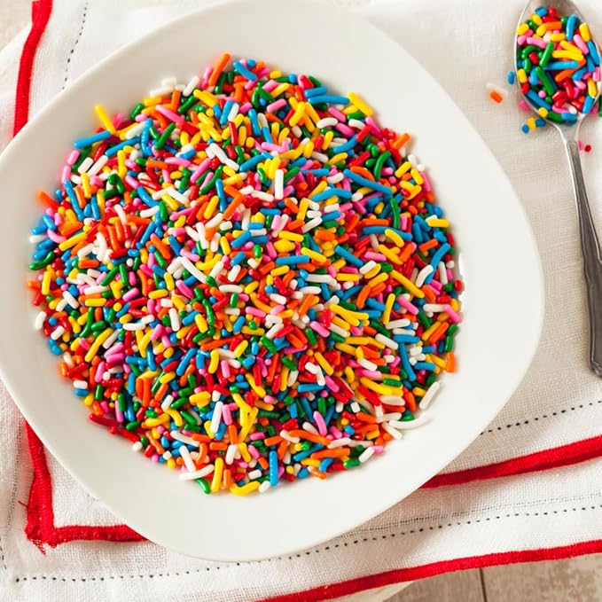 Unpretentious Rainbow Sprinkles, Colorful Jimmies, Bulk Size, Soft & Sweet (3.2 Pound)