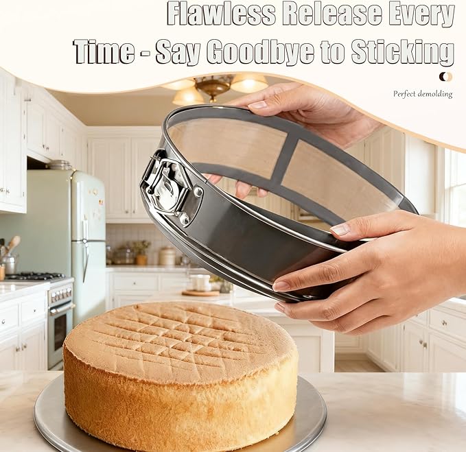 Silicone Baking Mat for 9 Inch Springform Pan, Non Stick Bottom & Side Liner, Reusable Cheesecake Pan Protector, Easy Clean Oven Safe Mat for Cakes, Pies, Desserts