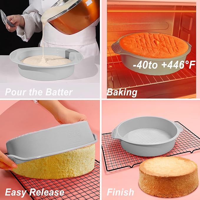 7in1 Nonstick Silicone Bakeware Set Silicone Cake Molds set Including Baking Pan, Cake Mold, Cake Pan, Toast Mold, Muffin Pan, and Cupcake Mold Silicone Brush Set