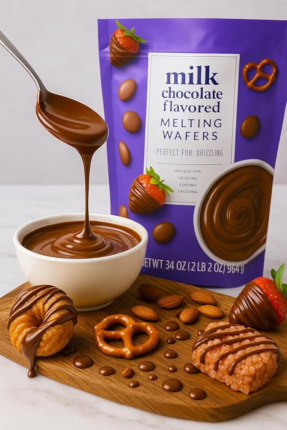 Melting Wafers Milk Chocolate Cocoa 34 oz Bag | Smooth, Easy-Melt Candy Coating Dipping, Drizzling, Baking - Snacks Desserts Treats - Made with Fair Trade Certified Cocoa