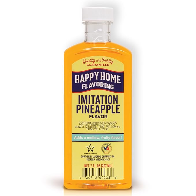 Happy Home Imitation Pineapple Flavoring, Certified Kosher, 7 oz.