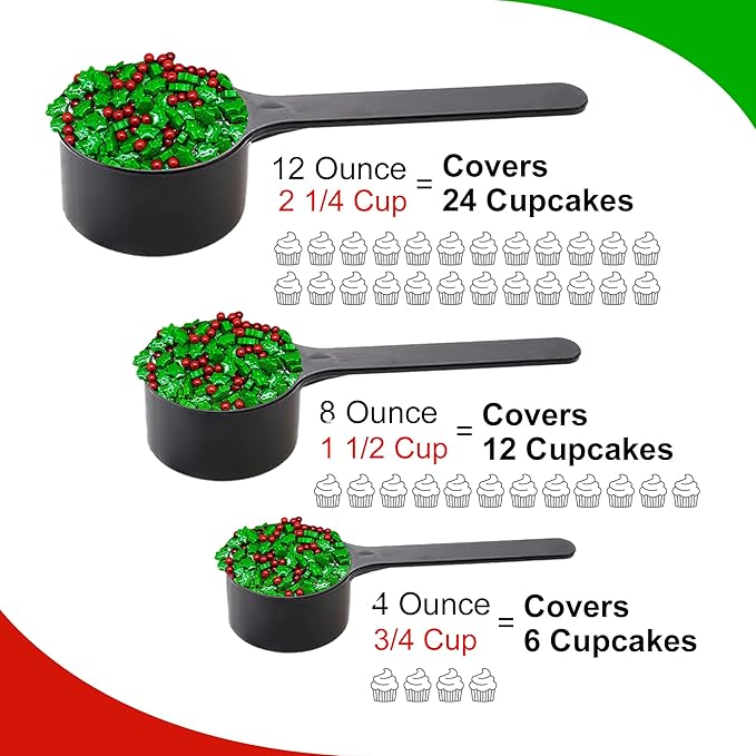 Christmas Sprinkles - Holiday Sprinkles For Baking And Decorating - A Variety Of Bulk Sprinkles Sure To Fit Every Baking Need For The Holidays - 4 Ounce Variety (Dextrose Holly Berry Blend)