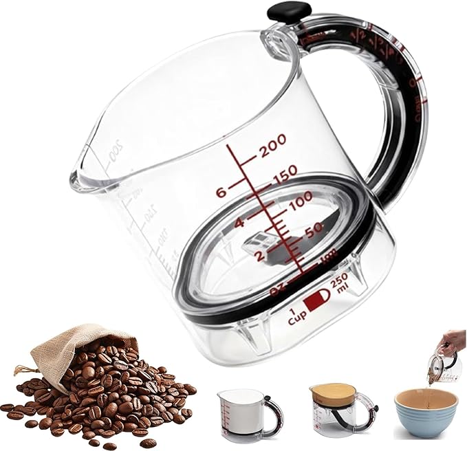 4-in-1 Adjustable Measuring Cup - Multi-Functional Up Cup Measuring Cup, With Adjustable Base & Scraper-Style Seal Base, Reusable Cup for Liquid & Dry Ingredients (1PC)
