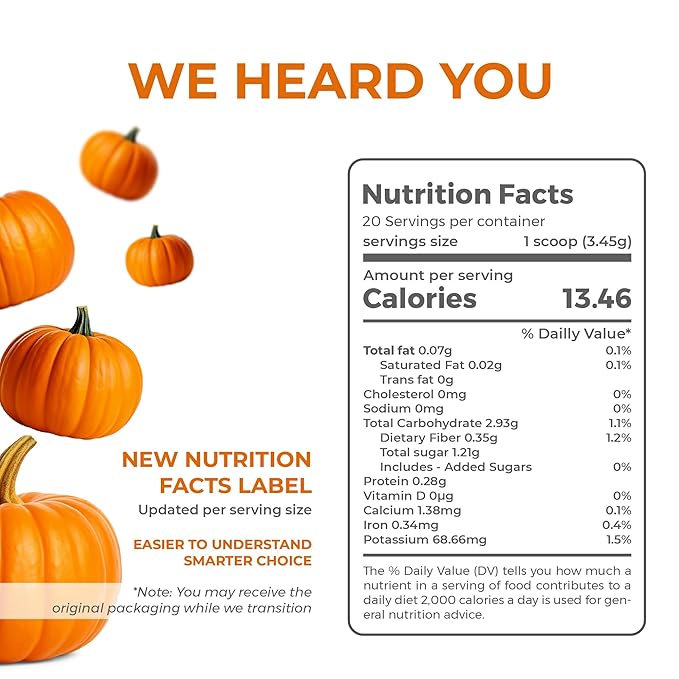eHerbal Pure Freeze-Dried Pumpkin Powder, 2.43 oz – 100% Natural Pumpkin, No Additives or Preservatives, Non-GMO, Gluten-Free, for Baking, Cooking, Smoothies Versatile for Vegans and Vegetarians