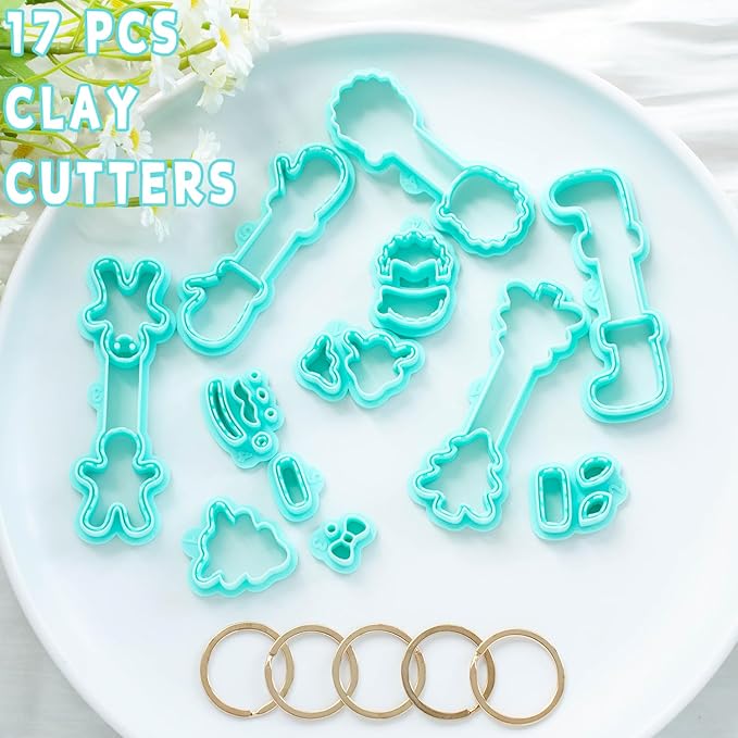 Christmas Keychain Polymer Clay Cutters, 12 Shapes Winter Polymer Clay Keychain Cutters (A)