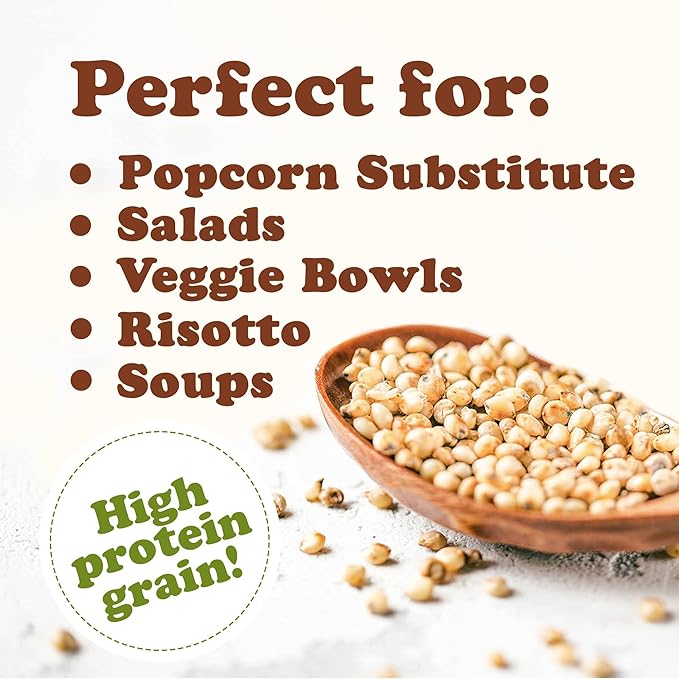 Food to Live Italian White Whole Grain Sorghum, 20 Pounds – Premium White Groats. Raw Milo Seeds. Vegan, Bulk Broom-corn. Durra is Great for Making Flour and Popped Jowar Dhani