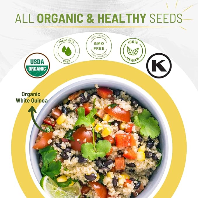 Sunbest Natural Organic White Quinoa, 2-Pack (16 oz each) of Non-GMO, Vegan, Kosher, Gluten-Free – Premium Quality Quinoa Organic Superfood