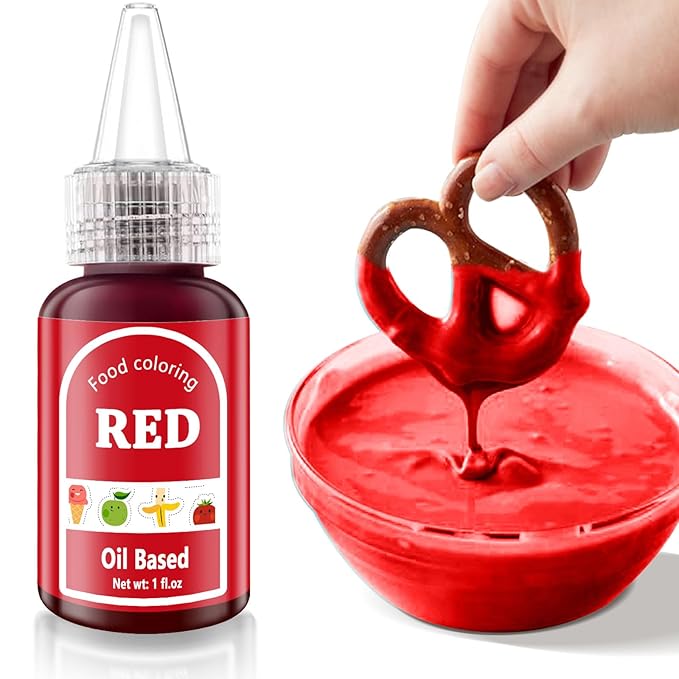 Red Oil Based Food Coloring for Chocolates Melts - 30ML Tasteless Liquid Edible Oils Food Dye Candy Cookies Decorating, Vivid Oil Food Color Baking Frosting Cake Decorations,Soap & Cosmetics, Non-GMO