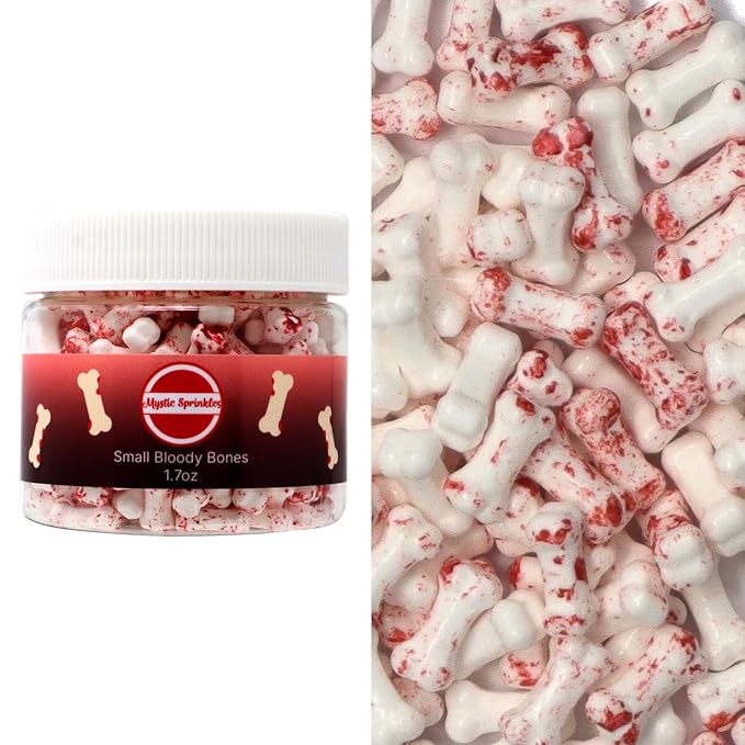 Mystic Sprinkles Halloween Candy Shape Sprinkles (Small Bloody Bones, 2oz Jars)