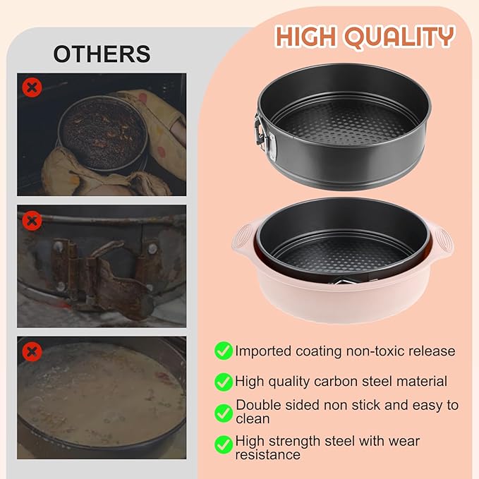9 Inch Springform Pan with Pan Protector, Non-stick Leakproof Springform Cake Pan with Removable Bottom, Silicone Cheesecake Pan Protector Preventing Water from Entering the Springform Pan