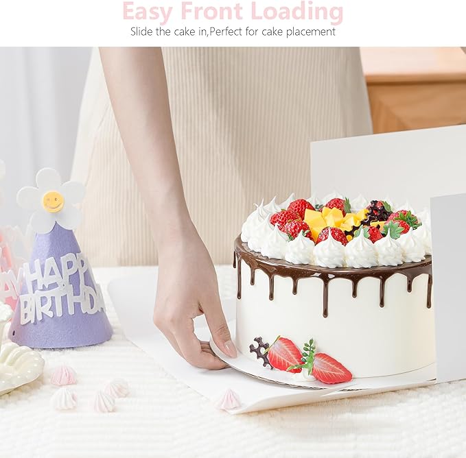 5 Pack Cake Boxes, 10x10x8 Inches Tall Cake Box with Cake Boards, White Bakery Boxes with Window, Disposable Cake Containers with Lids for Cake, Donuts, Pies, Cookies, Wedding, Birthday, Party