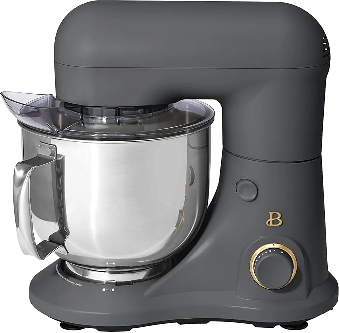 Beautiful 5.3 QT Stand Mixer w/Tilt-Head Design, Stainless Bowl, 300-Watt Power, 12-Speed Control, Includes Beater, Dough Hook, Whisk, Splash Shield (Oyster Gray)