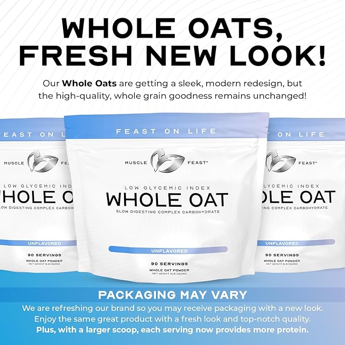 Muscle Feast Whole Oat Powder All Natural Complex Carb Non-GMO, Unflavored, 8lb