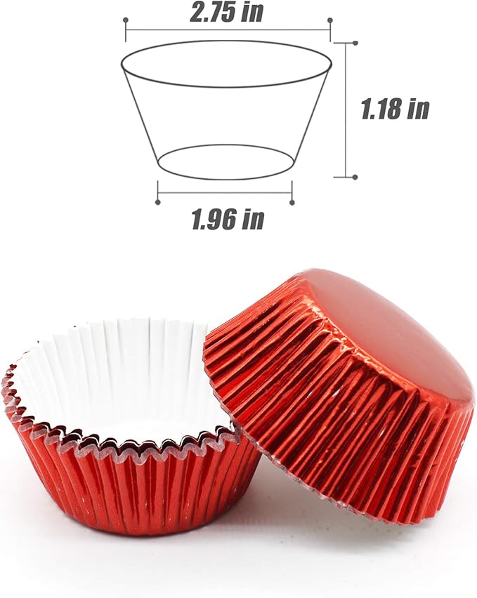 Red Foil Cupcake Liners,GOLF Standard Size Red Foil Cupcake Liners Wrappers Metallic Baking Cups,Muffin Paper Cases, 500 Pack