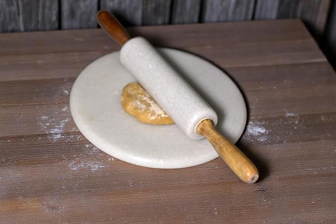 Marble Rolling Pin (white chakla, 10x10 inches)