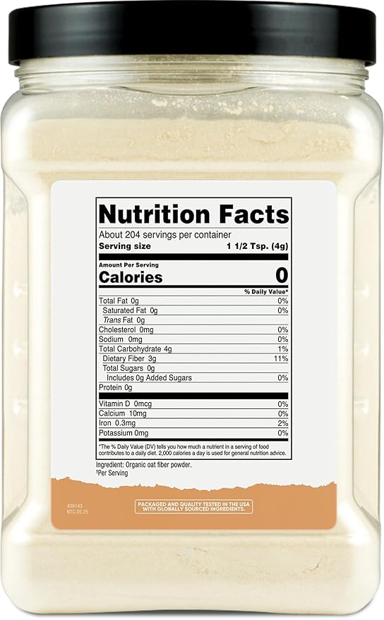 Nutricost Pantry Organic Oat Fiber (1.8 Pounds) Stone Ground Oats - 3 Grams of Dietary Fiber, USDA Organic