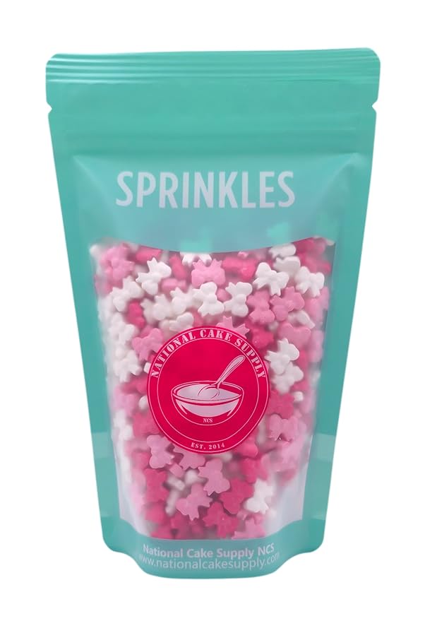 NCS Hot Pink, Light Pink and White Edible Candy Sprinkles, 8 ounces - Great for Cupcakes, Cookies, Cakes, Cakes Pops, Donuts