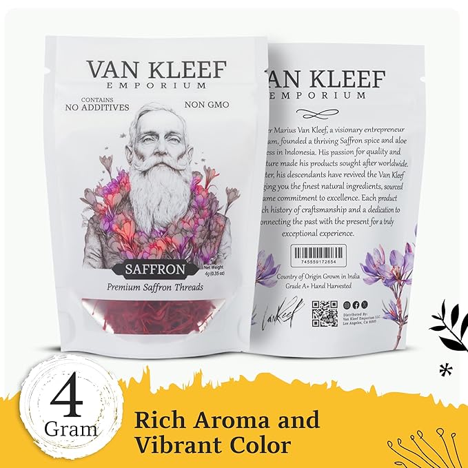 Superior Saffron Threads (Super Negin) Premium grade Saffron Spice for Paella, Risotto, Tea's, and Nutritional Uses (4 Grams)
