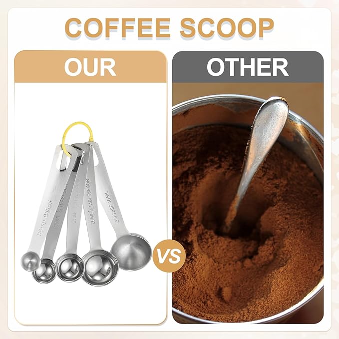 PATIKIL 2pcs 2.5ml Tablespoon Measuring Spoon, 1/2 Tbsp Measuring Spoon Stainless Steel Individual Measure Scooper Only for Ground Coffee Loose Tea Powder