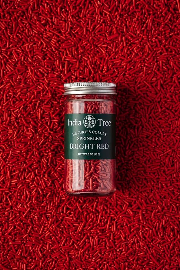 Bright Red Sprinkles – Vegan, Non‑GMO, Dye‑Free, Allergen‑Free, 3 oz Jar – India Tree Nature’s Colors