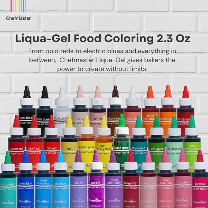 Chefmaster Avocado Liqua-Gel® Food Coloring | Vibrant Color | Professional-Grade Dye for Icing, Frosting, Fondant | Baking & Decorating | Fade-Resistant | Easy-to-Use | Made in USA | 2.3 oz