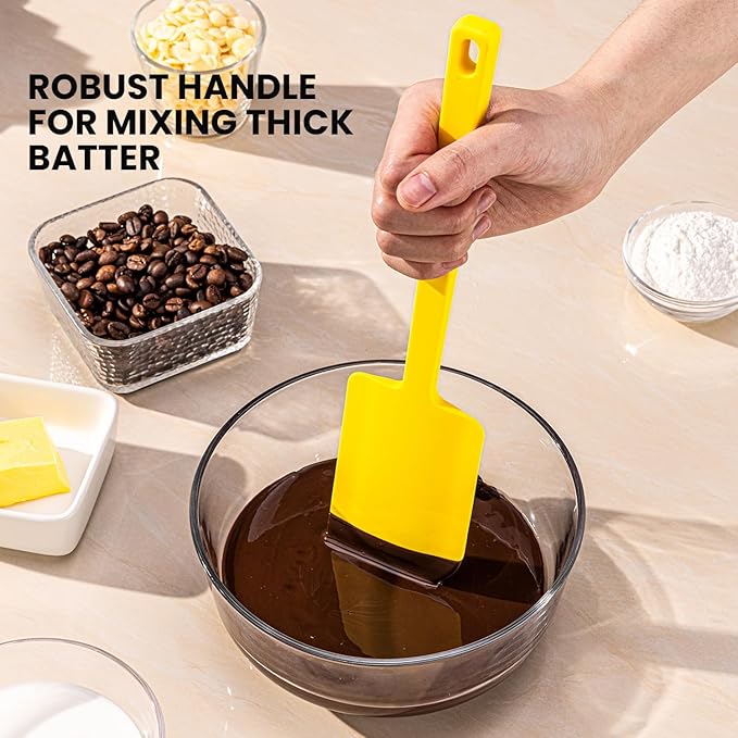 2 Pcs Silicone Scraper Set, Food Grade Rubber Scraper, Upgraded Sturdy Handle Set, Heat Resistant up to 600°F, Suitable for Baking, Scraping, & Mixing, Dishwasher Safe (Yellow)