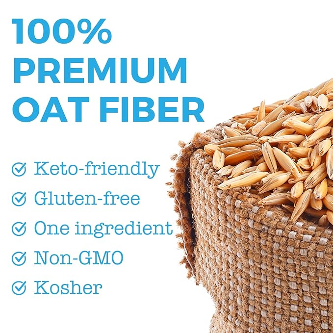 Oat Fiber (2.5 lb) For Baking Low Carb and Keto, 0g Net Carbs, Keto Friendly, Essential for Low-Carb Bread, Gluten Free, Non-GMO, Ultra-Fine Powder