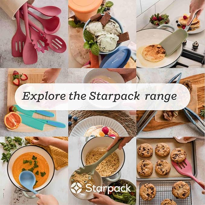 Starpack 'Flip & Whip' Premium Silicone Baking Utensils Set (5 Pcs) - Cooking Utensils with Heat Resistant to 600°F - Large & Small Spatulas, Whisk & Basting - Brush Baking Tool Set