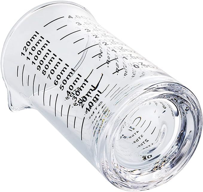Ackers 4 Oz Glass Measuring Cup,Borosilicate Shot Glass with V-Shaped Spout(Pack of 2)
